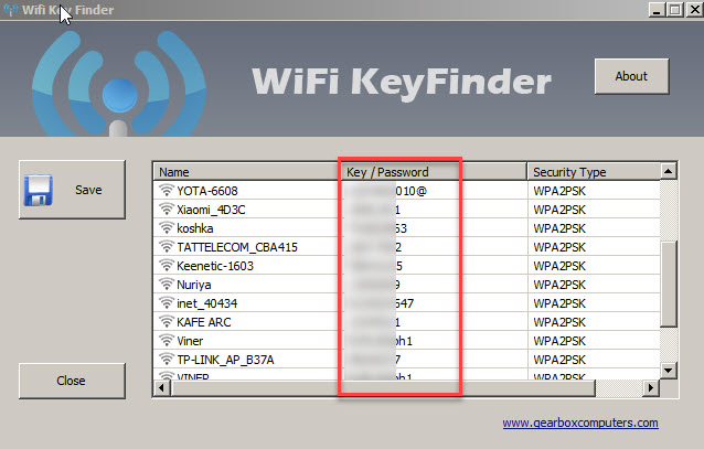 WiFi Key Finder смотрим пароли WiFi
