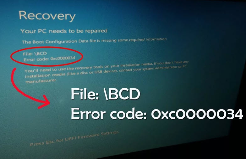 Исправляем ошибку 0xc0000034 File Boot BCD при загрузке Windows 7-10 без потери данных
