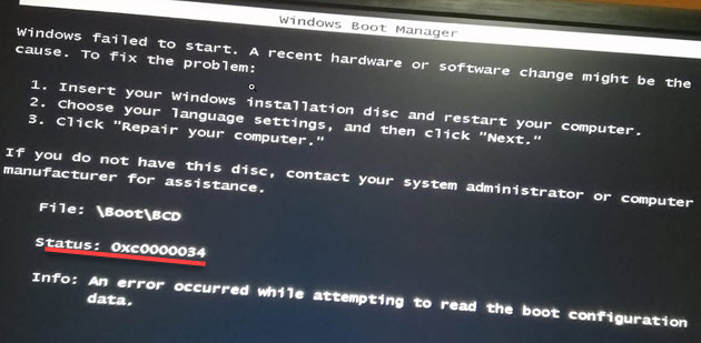 (Решено) Ваш компьютер должен быть отремонтирован. Ошибка 0x0000034 Fix